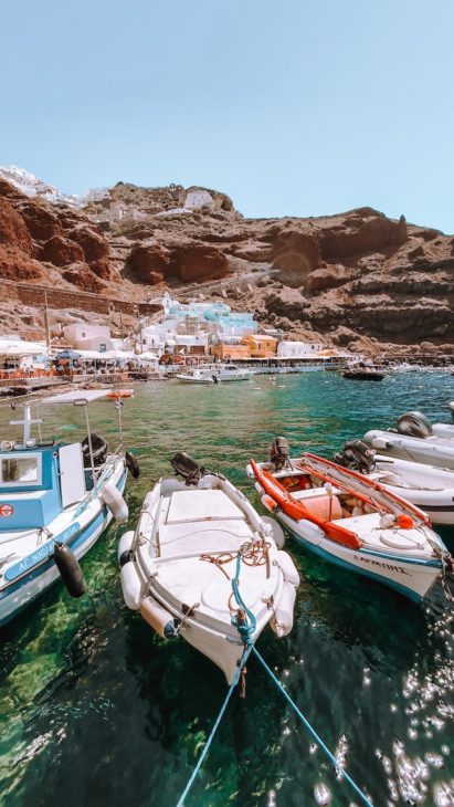 Boats in Amoudi Bay, Santorini