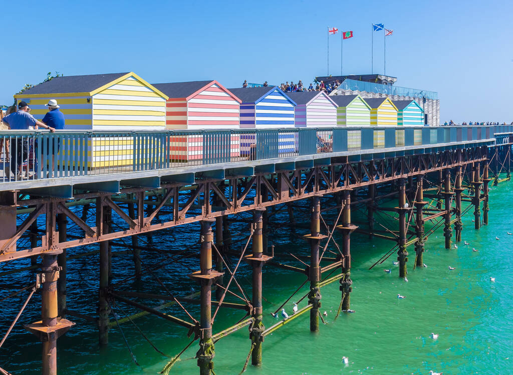 Beach cabanas of Hastings, UK