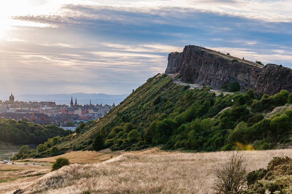 Cityscape of Edinburgh from Arthur's Seat in a beautiful summer sunny day, Scotland, United Kingdom