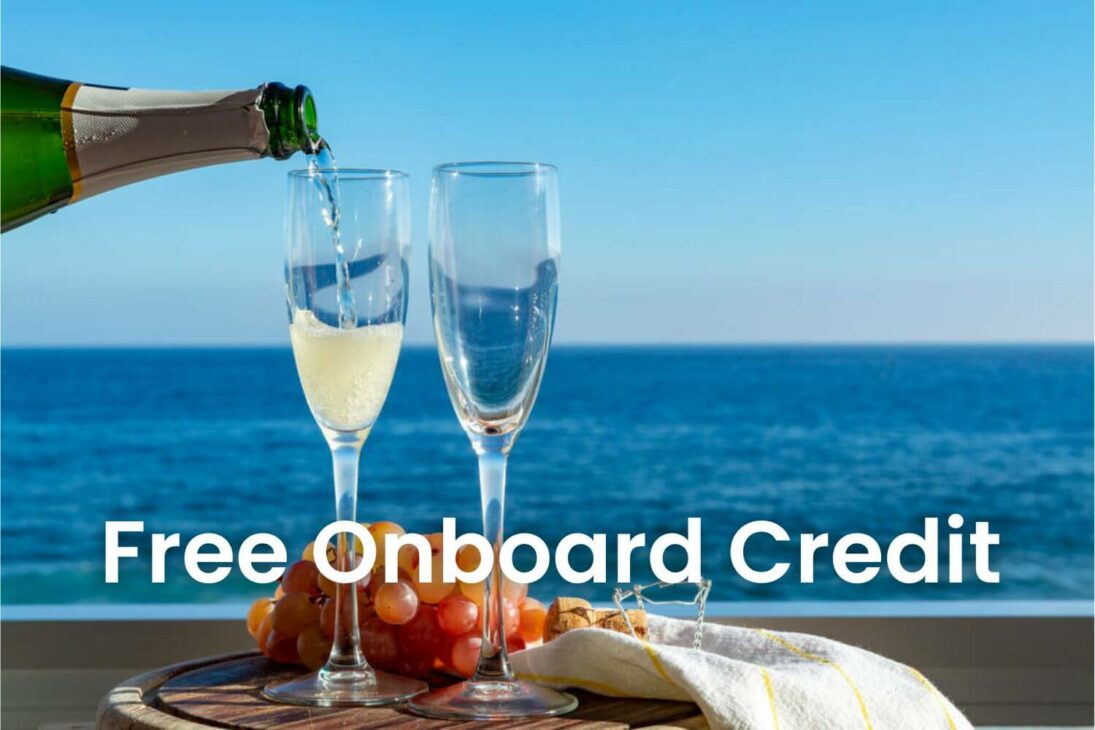 free onboard credit champagne glasses